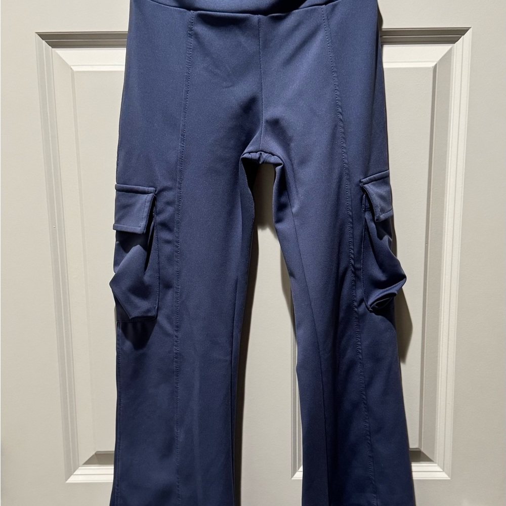 Navy Cargo Yoga Exercise Tights Flare Leggings - Size S